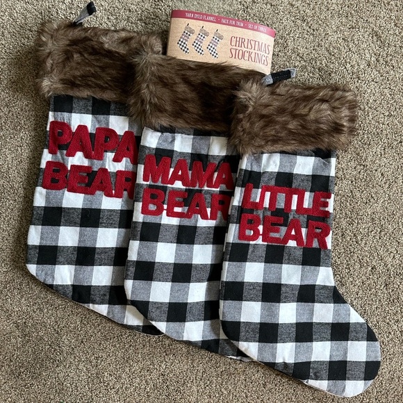 New 3 Stockings- mama bear, papa bear, little bear Christmas farmhouse - Picture 2 of 11